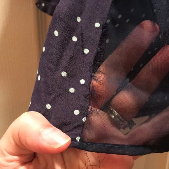 (5/$25) Anthro Maeve Navy Polka Dot Ruffle Sleeve - Picture 5 of 5